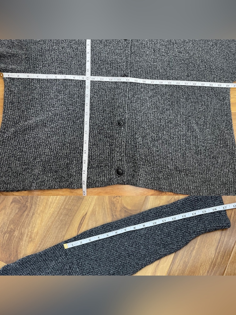 EILEEN FISHER Peruvian Organic Cotton High Collar Sweater Knit Cardigan Boxy L - Picture 10 of 11
